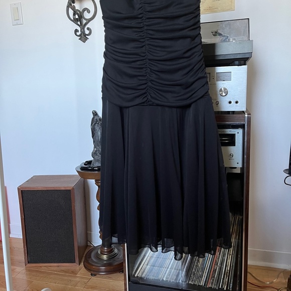 90s Halter Fairy Emo Goth Ruffle Scrunch Dress Vintage - Picture 4 of 6